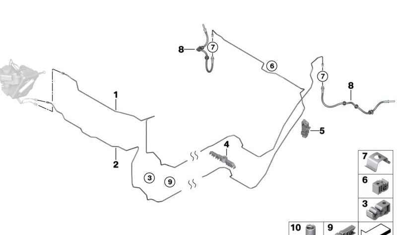 Tubería para BMW X1 U11, X2 U10 (OEM 34306897885). Original BMW