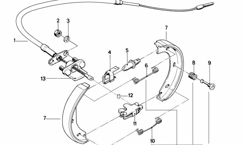 Cable de freno de mano OEM 34411118583 para BMW E12, E24. Original BMW.