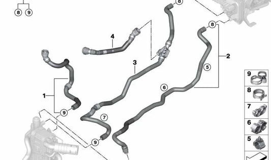 Manguera de retorno del refrigerante OEM 64216818816 para BMW G20, G21. Original BMW.