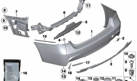 Juego de Soporte de Sensor PDC/PMA trasero para BMW Serie 3 F31, F31N (OEM 51128069816). Original BMW