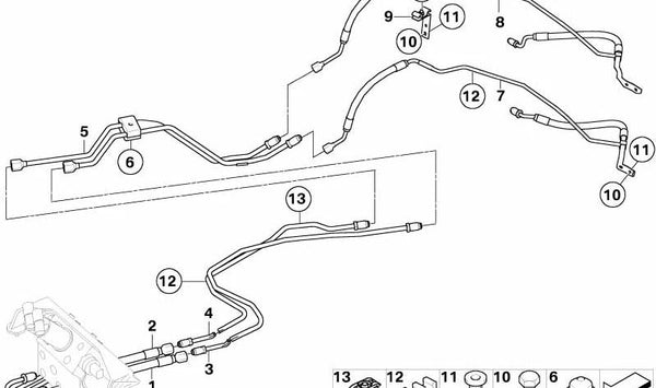 Tubería de presión para válvula centralita OEM 37136761626 para BMW E63, E64. Original BMW