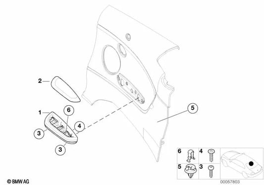 Armlehne hinten links für BMW 3er E46 (OEM 51437055047). Original BMW