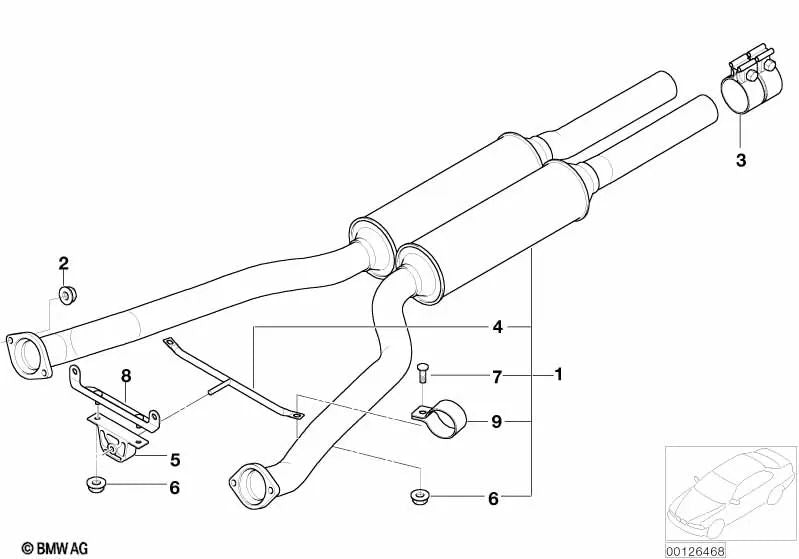 Abrazadera de tubo para BMW Serie 7 E65, E66 (OEM 18107528999). Original BMW.