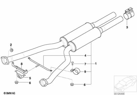 Abrazadera de tubo para BMW Serie 7 E65, E66 (OEM 18107528999). Original BMW.