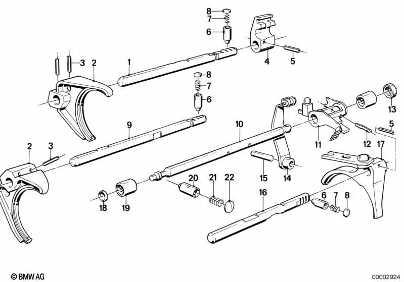 Schaltfinger para BMW E30, E28, E34 (OEM 23311224782). Original BMW