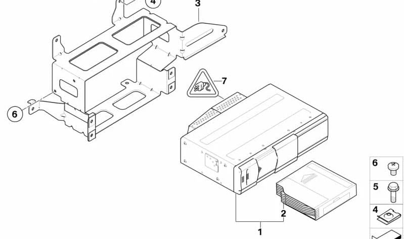 CD changer bracket for BMW E91, E91N (OEM 65156945075). Original BMW