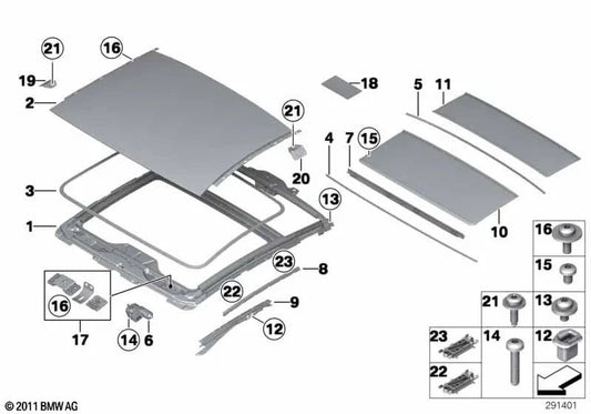 Techo flotante delantero para BMW Serie 6 F06, F13 (OEM 54107292434). Original BMW.