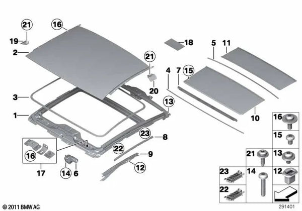 Techo flotante Alcantara trasero para BMW F06, F13 (OEM 54108053566). Original BMW