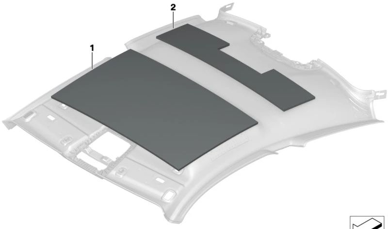 Aislamiento acústico del techo trasero para BMW Serie 3 G20, G21, G81, Serie 4 G22 (OEM 51487433280). Original BMW.