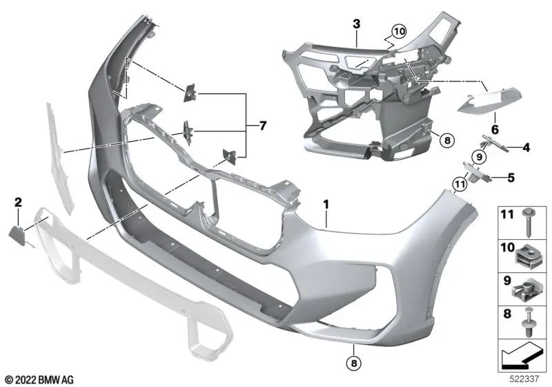 Front PDC/PMA sensor base for BMW X1 U11 (OEM 51115A69F32). Original BMW