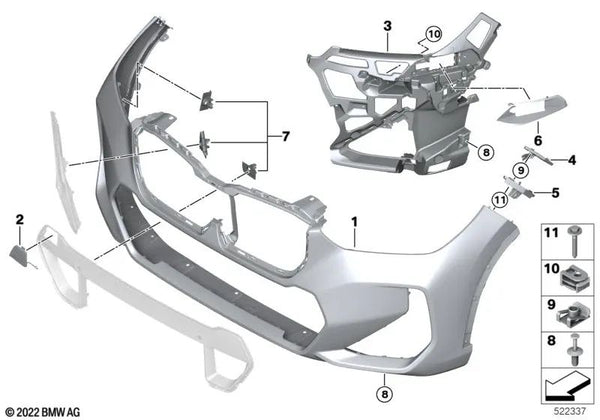 Cubierta de anilla de remolque imprimada para BMW X1 U11 (OEM 51119881914). Original BMW.