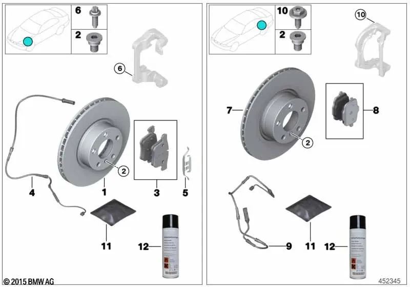 Disco de freno ventilado para BMW X3 F25, X4 F26 (OEM 34106879122). Original BMW