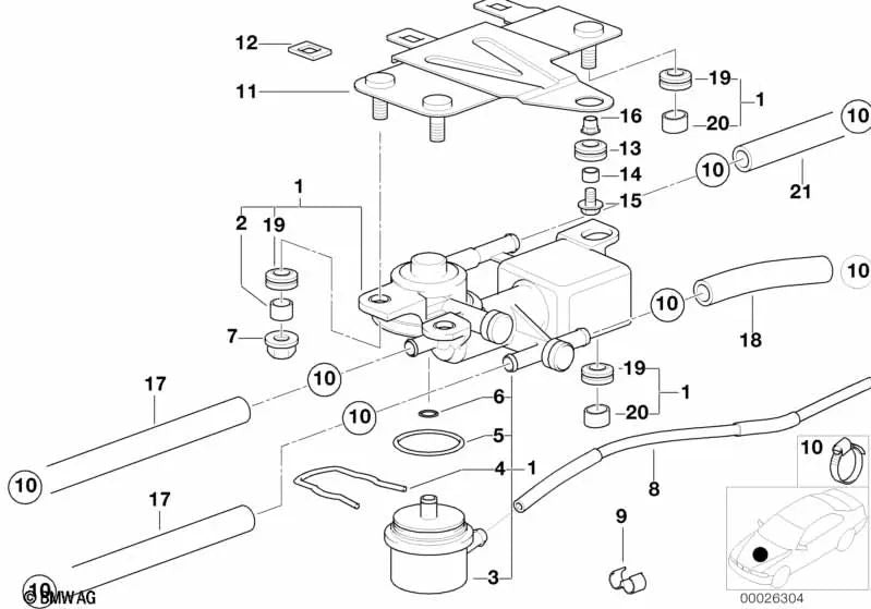 Schlauchkrümmer für BMW 3er E36, E46 (OEM 13311744068). Original BMW