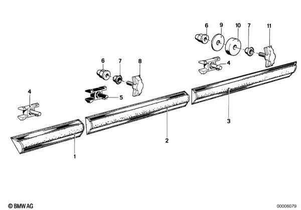 Moldura lateral delantera derecha para BMW Serie 3 E21 (OEM 51131831470). Original BMW.