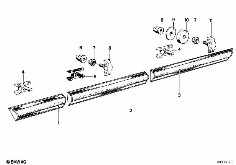 Moldura de parachoques lateral trasera izquierda para BMW Serie 3 E21 (OEM 51131831473). Original BMW