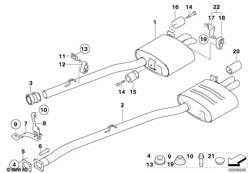 Terminal de escape para BMW E60, E61 (OEM 18307534036). Original BMW