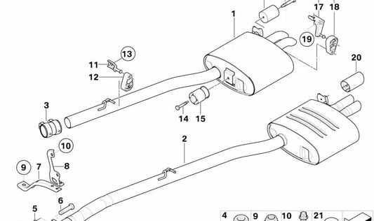 Soporte de escape OEM 18307791260 para BMW E60, E61. Original BMW.