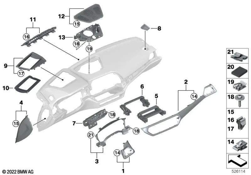 Blende I-Tafel negro brillante para BMW G20, G21, G28, G22, G23, G26, G82, G83 (OEM 51459624716). Original BMW