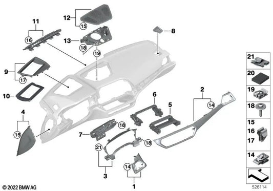 Blende I-Tafel negro brillante para BMW G20, G21, G28, G22, G23, G26, G82, G83 (OEM 51459624716). Original BMW