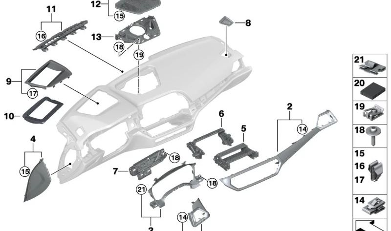 Moldura del salpicadero en negro piano OEM 51458745746 para BMW G42. Original BMW.