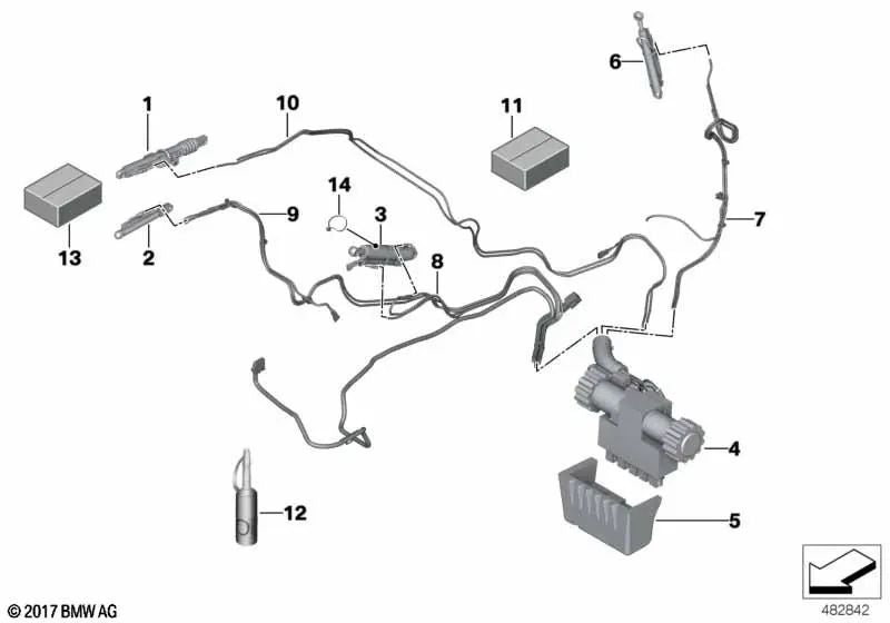 Right hydraulic hose for BMW 4 Series F33, F83 (OEM 54377344462). Original BMW