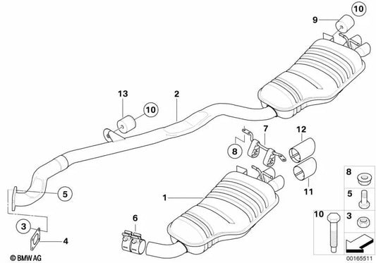 Silenciador trasero para BMW E83N (OEM 18303427788). Original BMW.