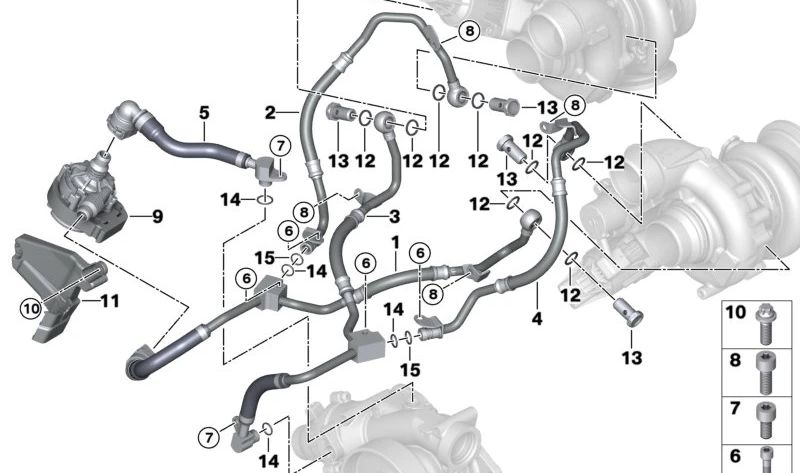 Tubería de refrigerante para BMW Serie 5 G90, Serie 7 G70, X5 F95N, G05N, X6 F96N, G06N, X7 G07N, XM G09 (OEM 11539797657). Original BMW