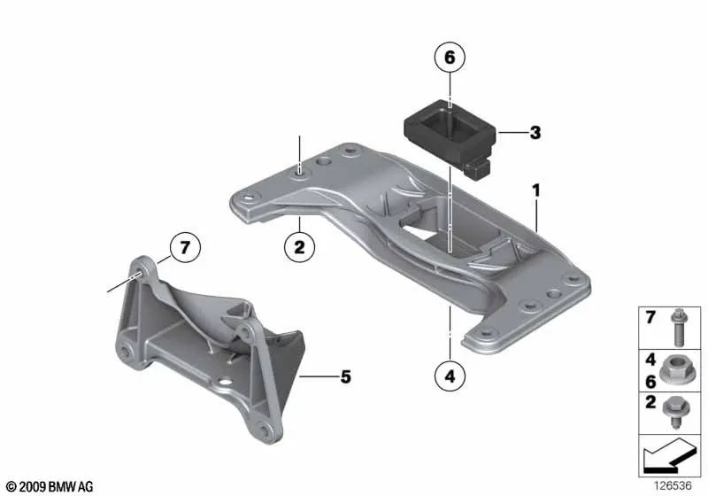 BMW Transmissionsunterstützung 5 F07, F10, F11, F18 (OEM 22316781222). Original BMW