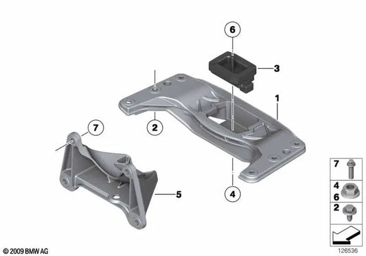 Soporte de transmisión para BMW Serie 5 F07, F10, F11, F18 (OEM 22316781222). Original BMW