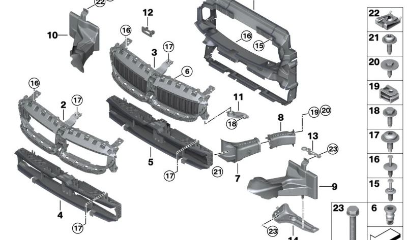 Guía de aire inferior para BMW Serie 3 G20, G21 (OEM 51648071258). Original BMW