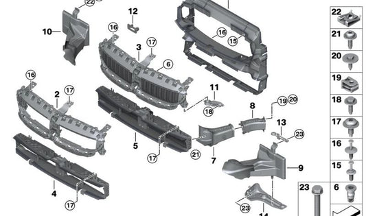 Conduta ao ar com controle superior do hóspede 51745A22C60 para BMW G20, G21, G28. BMW original.