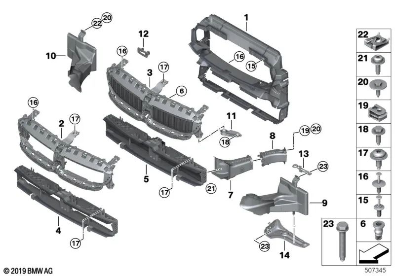 Conducción de aire con control de válvulas superior para BMW Serie 3 G20, G21 (OEM 51745A22C62). Original BMW.