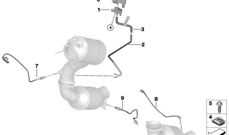 Tubo de presión para filtro de partículas gasolina OEM 18308740790 para BMW G30, G31, G11, G12, G14, G15, G16. Original BMW.