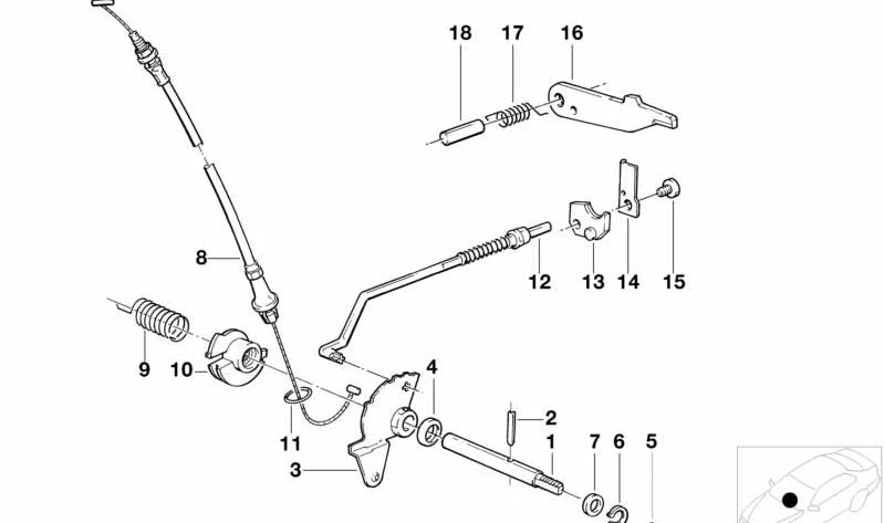 Eje selectora para BMW E30, E34, E32, E31 (OEM 24521218786). Original BMW