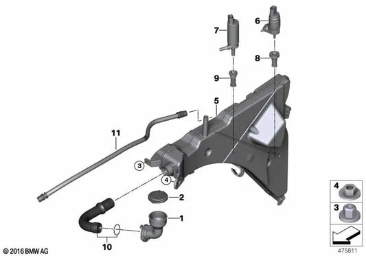 Depósito de líquido limpiaparabrisas para BMW F16, F86 (OEM 61667377163). Original BMW