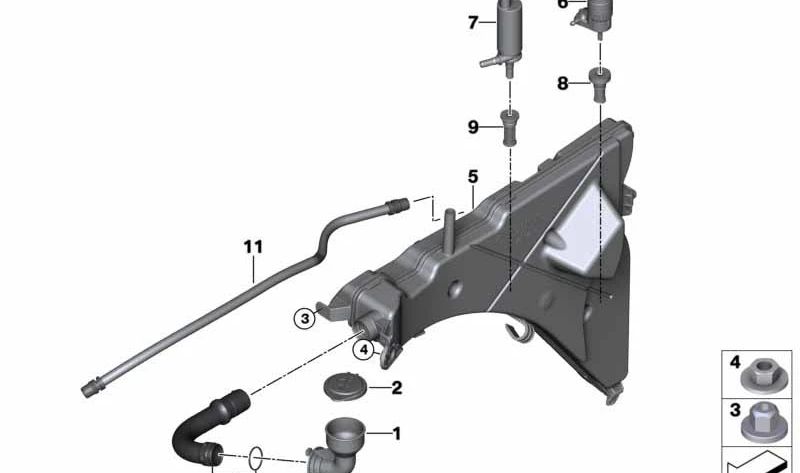 Depósito de líquido limpiaparabrisas para BMW X5 F15, F85, X6 F16 (OEM 61667304068). Original BMW