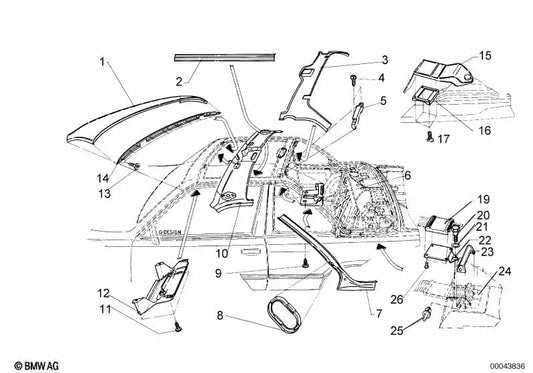 Guía del cinturón para BMW Serie 3 E30 (OEM 72110006448). Original BMW