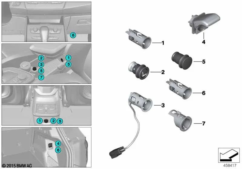 Enchufe Encendedor para BMW E60, E60N, E61, E61N, E63, E63N, E64, E64N, E83, E83N, F25, F26, E89 (OEM 61346977681). Original BMW