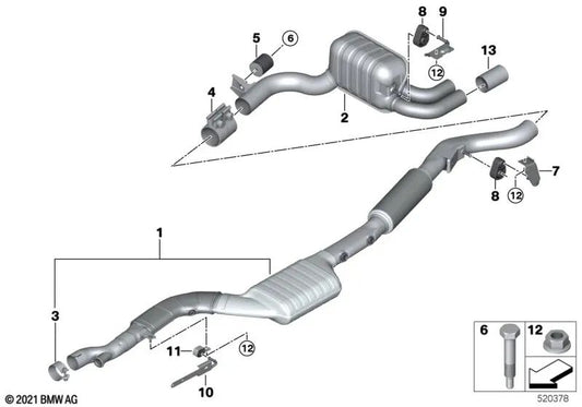 Suporte de borracha para BMW F20N, F21N, F22N, F23N, F30, F30N, F31, F31N, F32N, F33N, F36N (OEM 18208570668). BMW originais.