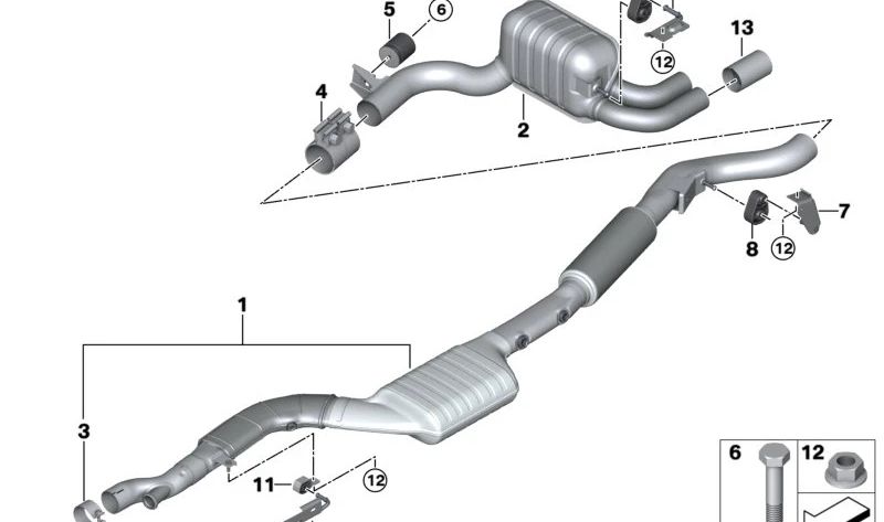 Equipador de saída de exaustão no acabamento de alumínio OEM 18308578594 para BMW F20, F21. BMW original