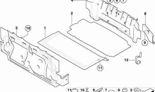 Panel separador del maletero OEM 51477043914 para BMW Z4 E85. Original BMW.