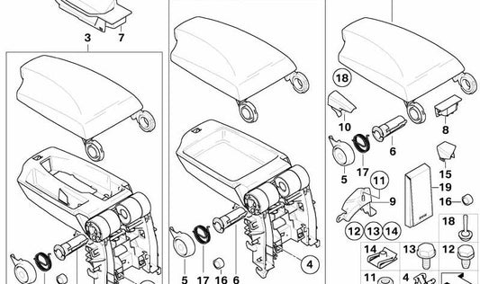 Center Armrest Cover for BMW E81, E82, E87 (OEM 51167124592). Original BMW