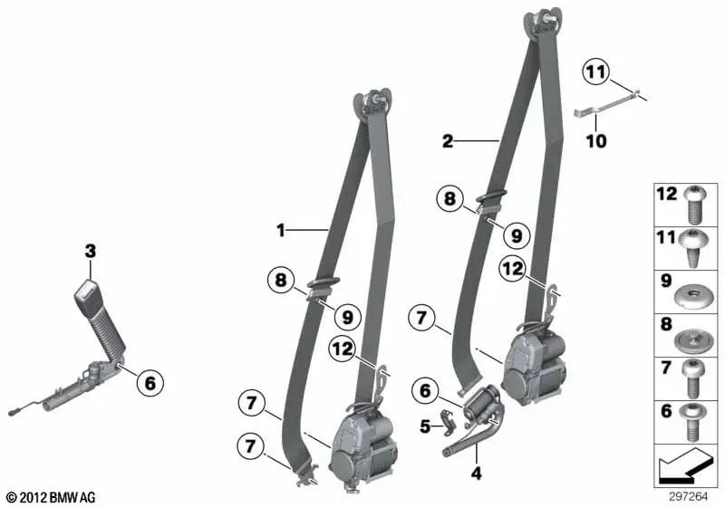 Obergurt delantero izquierdo para BMW Serie 5 F10, F11 y Serie 7 F01N, F02N (OEM 72117382301). Original BMW.