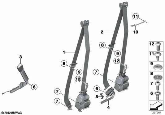 Obergurt delantero izquierdo para BMW Serie 5 F10, F11 y Serie 7 F01N, F02N (OEM 72117382301). Original BMW.