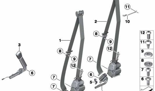 Corrente de segurança frontal OEM 72117382327 para BMW F10, F11, F18. BMW original