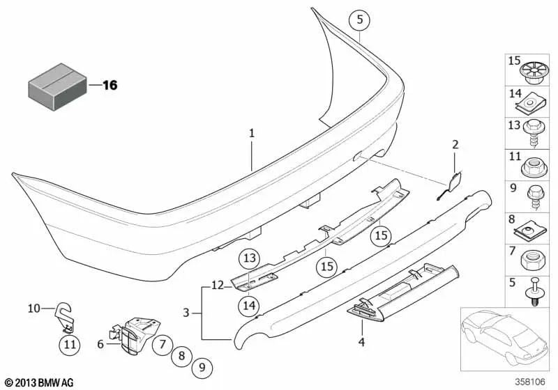 Soporte derecho para BMW Serie 3 E46 (OEM 51127000362). Original BMW.