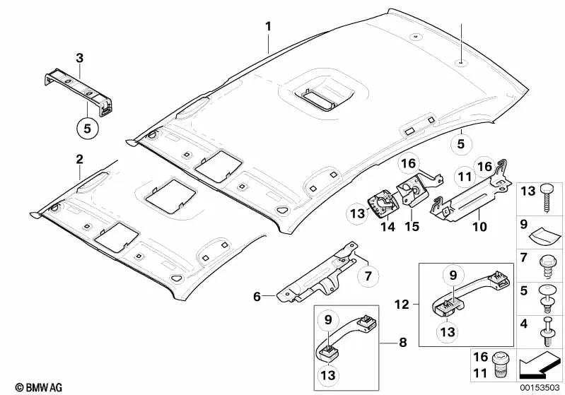 Soporte Centro de Funciones del Techo para BMW E87 (OEM 51446953697). Original BMW.