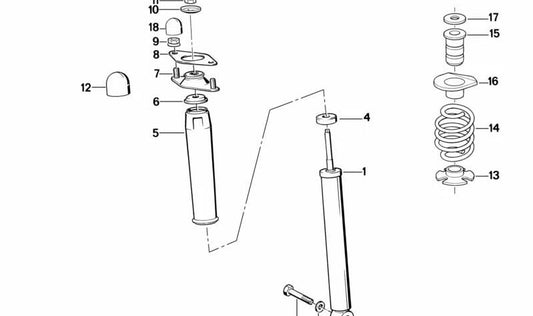 Base inferior de muelle OEM 33531135305 para BMW E30, E36, E46, E90, E91, E92, E93, F30, F31, F32, F33, F36, G20, G21. Original BMW.