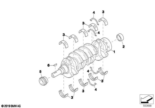 Lagerschale azul para BMW F30, E46, F80 (OEM 11211416591). BMW original