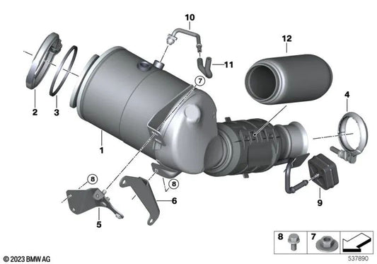 Soporte para catalizador cercano al motor para BMW F40 Serie 1, F44 Serie 2, F39 X2 (OEM 18329845453). Original BMW